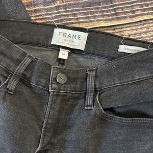 Frame Denim Women's Le Skinny de Jeanne Black Distressed Jeans size 26